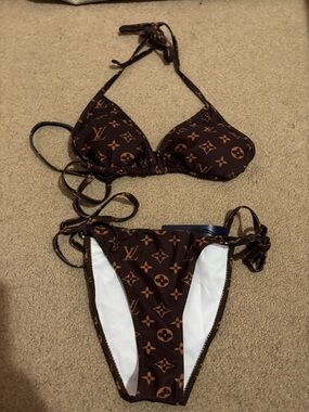 Monogram Brown Two-Piece Bikini